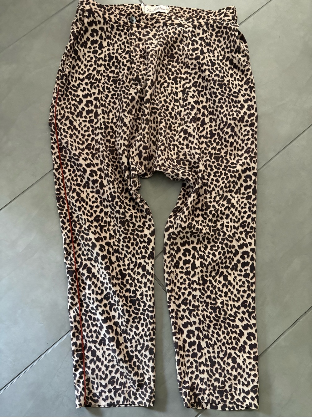 La Boheme Silk Women’s Leopard Print Jogger Pants - Brown/Cream